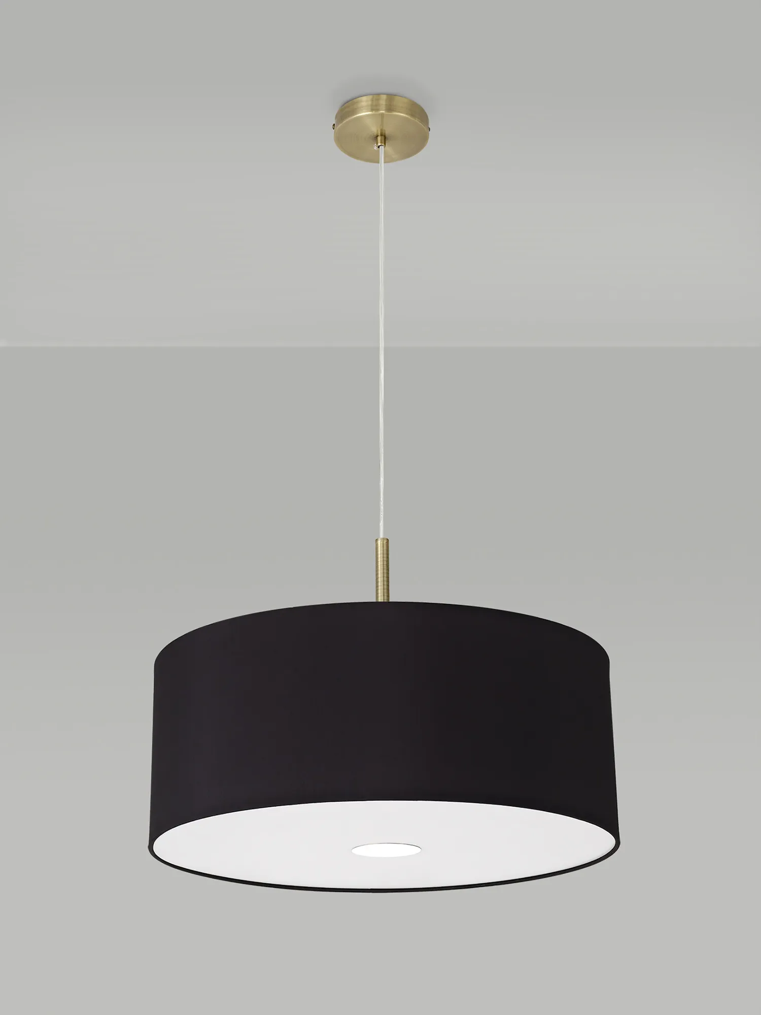 Baymont 50cm 3 Light Pendant Antique Brass, Midnight Black/Green Olive, Frosted Diffuser DK0407  Deco Baymont AB BL/GR